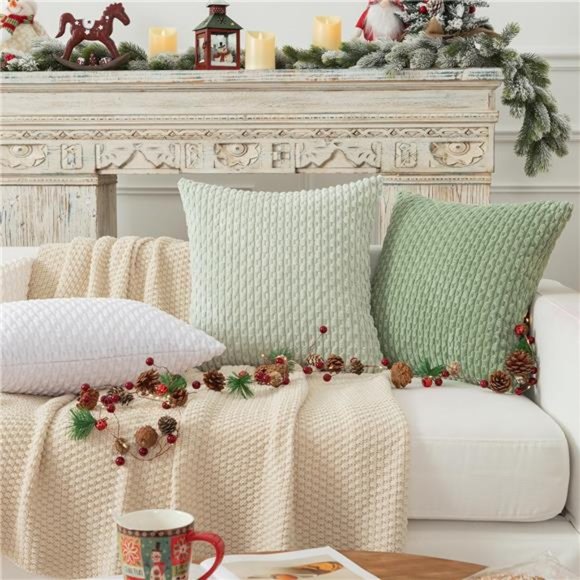 2 Packs Decorative Throw Pillow Covers 16x16 Inch for Living Room Couch Bed Sofa - Picture 5 of 7